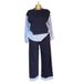 Women's Summer Casual Stripe Print High Waist Pants Set With Round Neck Blouse – Stylish & Comfortable Outfit For Everyday Wear_ecoleips.com