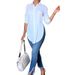 Spring/Summer Pure Color Flannel Collar Loose-Fitting Long-Sleeve Fashionable Versatile Cardigan Stylish Commute Shirt_ecoleips.com