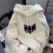 Korean Style Hooded Sweatshirt for Women Casual Sports Fleece Lined Thickened Loose Top Printed Autumn Winter Style_ecoleips.com