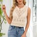 Women's Breathable Mesh Knit Vest Top Lightweight Lace Hollow out Sleeveless Blouse Geometric Pattern Casual Summer Pullover_ecoleips.com