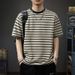 Retro Style Digital Print Striped T-Shirt Short Sleeved round Neck Thin Top for Men And Women Summer New_ecoleips.com