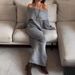 TARUXY Knitted Off-Shoulder Long-Sleeved Dress Women's Elegant Sexy Slim High Waist Backless Dress Autumn New High Waist Dress_ecoleips.com