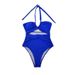Women's Clothing High Waist Solid Color One Piece Sexy Backless Neck Swimsuit_ecoleips.com