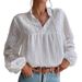 Women's Polka Dot Chiffon Loose Fitting Lace Patchwork Shirt Elegant Fashion For Commuter Spring/Autumn Regular Size_ecoleips.com