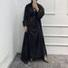 Elegant Dubai-Style Long Sleeve Three-Piece Dress Set – Modest Office Wear With Scarf Options (Black, Coffee, Black+Scarf, Coffee+Scarf)_ecoleips.com