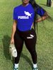 Women's Casual Loose And Fashionable Letter Pattern Print Loose T-shirt+cropped Pants Two-piece Home Sportswear Daily Wear-403_ecoleips.com