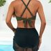 Women's Clothing New Swimsuit Suit Solid Color Mesh Splicing Drawstring Skirt Backless Sexy Bikini Split Swimsuit_ecoleips.com