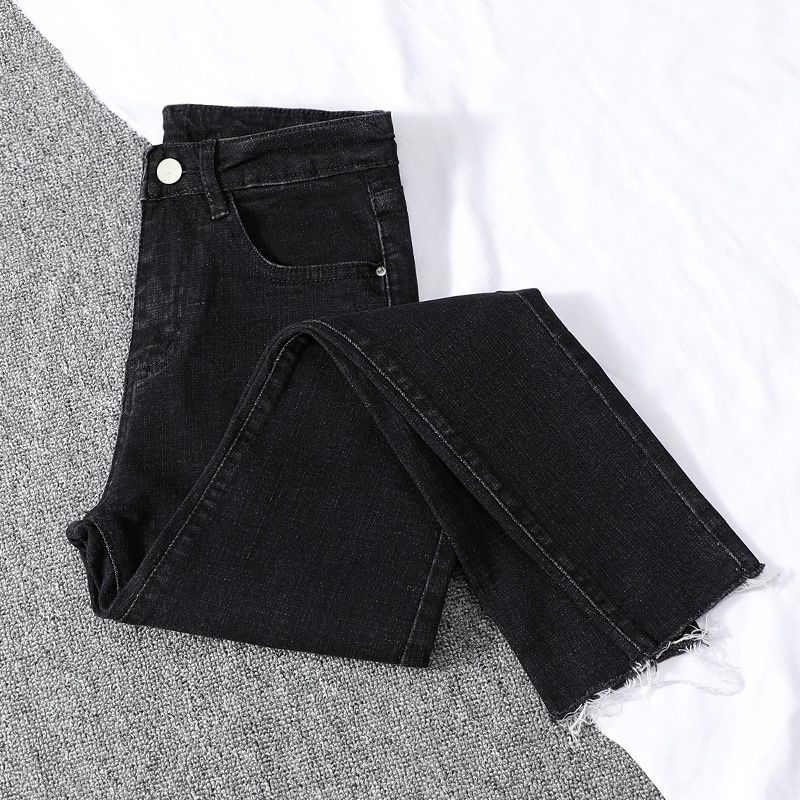 Women's Black High-waisted Slim-fit Fleece-lined Jeans, 2025 New Winter Thin Fleece Skinny Pencil Pants_ecoleips.com
