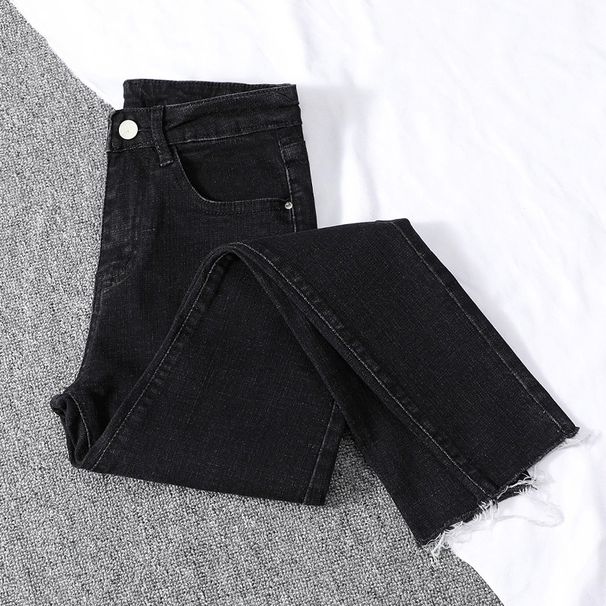 Women's Black High-waisted Slim-fit Fleece-lined Jeans, 2025 New Winter Thin Fleece Skinny Pencil Pants_ecoleips.com