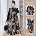 Autumn New Korean Fashion Floral Vest Black Shirt Two-Piece Maternity Dress_ecoleips.com