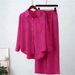 plus Size Loose Fit Long Sleeve Shirt And Wide Leg Pants Stretch Wrinkled Fashionable Sports Suit For Women_ecoleips.com