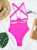 Women's Clothing Solid Color One Piece Swimsuit Tie-Up Design Sexy Style Vacation Wear Fits True To Size_ecoleips.com