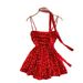 Red Floral Print Camisole Women's Slim Fit Elegant Style Perfect For Summer Commuting Lazy Sweet_ecoleips.com