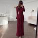 European And American Best-Selling Women's Clothing 2025 Autumn New Fashionable Elegant Waist-Cinching Belted Round-Neck_ecoleips.com