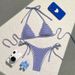 Verve 2024 New Striped Tie Halter Sexy Bikini Three-Piece Beach Swimsuit For Women_ecoleips.com