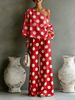 Women's Colorful Polka Dot Off-Shoulder Two-Piece Pants Set Summer_ecoleips.com