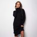 Women's High Neck Knit Sweater Dress - Oversized A-line Pullover Tunic For Fall Winter, Soft & Slimming, Solid Color Casual Elegance_ecoleips.com