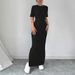 Women's Clothing Delicate Dress Casual Retro Slim Fit Solid Color Open Front Long Skirt_ecoleips.com