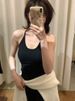 K New Style Of U-shaped Vest With Chest Cushion And Hanging Neck, Suitable For External Wear, Slim Fit And Slimming, Hollowed Out And Beautiful Back_ecoleips.com