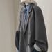 ZOEVA Large Size Gray Casual Versatile Loose And Thin Suit Women's Spring New High-end Design Retro Blazer_ecoleips.com