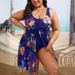 Women's Plus Size One Piece Swimsuit American Style Tummy Covering Slimming Conservative Digital Print Skirt Style_ecoleips.com