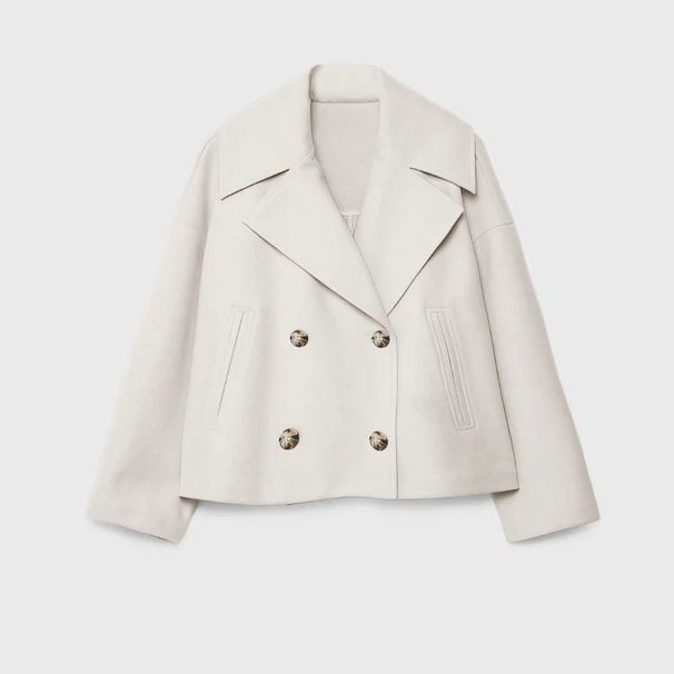 K New European And American Style Women's Fashion Temperament Commuting Lapel Double Row Buckle Short Woolen Coat_ecoleips.com