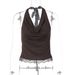 Lace Trimmed Halter Neck Slim Fit Vest Top For Women Winter Sexy Hot Girl Inner Or Outer Wear Tie Detail_ecoleips.com