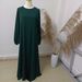 Abaya Muslim Rhinestone Long Robe Middle East Dubai Round Neck Pullover Belt Dress_ecoleips.com