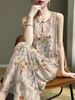 Summer New Fashion Mommy Clothes Vest Strap Midi Dress Women's Clothing Polyester Spandex Blend Printed Cover Belly Dress_ecoleips.com
