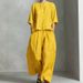 Women's Casual Linen-Blend Shirt And Wide-Leg Pants Set - Breathable Comfort Two-Piece Outfit_ecoleips.com