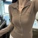 Voya Define New Version Stand Collar Yoga Nylon Double-Sided Brushed Jacket Zipper Sports Top Women_ecoleips.com
