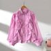 Women's Clothing Drawstring Pleated Tassel Design Lapel Single Breasted Long Sleeved Shirt For Women Loose Versatile Stylish Age Reducing Top Trend_ecoleips.com
