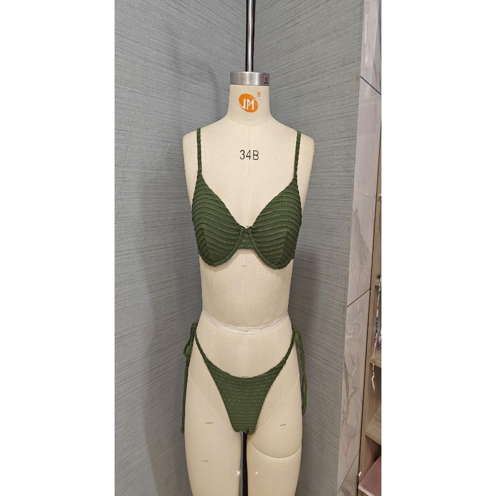 Women's Clothing Women's Two Piece Bikini Set European American Style Popular Polyester Fabric With Underwire Side Ties_ecoleips.com