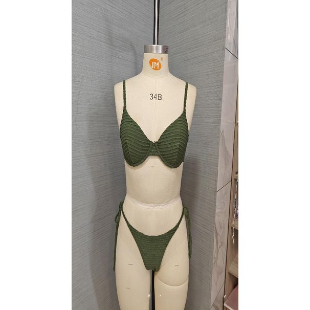 Women's Clothing Women's Two Piece Bikini Set European American Style Popular Polyester Fabric With Underwire Side Ties_ecoleips.com