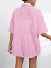 K Women's New Fashionable Collar Striped Short Sleeved Shorts Casual Two-piece Set. No Inner Lining_ecoleips.com