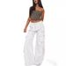 Retro High-Waisted Wide Leg Pants Women's Loose Fitting Casual Cargo Trousers With Pockets Spring/Autumn Regular Size_ecoleips.com