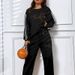 Premium Fleece Hoodie Jogger Set for Women Cozy Two-Piece Loungewear with Stylish Print in Black White Sizes S to XXL_ecoleips.com
