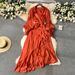 Women's Clothing Elegant Asymmetrical Suit Dress For Women Long Sleeved Tie Waist Ruffled Sophisticated And Mature Style_ecoleips.com