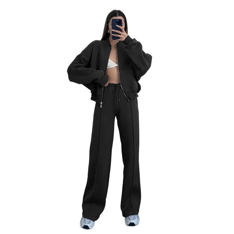 Women’s Color-Block Collared Top & Casual Pants Set – Trendy Sporty Two-Piece Outfit For Fall & Winter_ecoleips.com