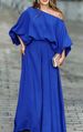 Women's Off Shoulder Lantern Sleeve Loose Top Wide Leg Pants 2 Piece Set No Belt_ecoleips.com