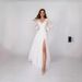 Elegant V-Neck Chiffon Maxi Dress With Flowy Skirt & Long Sleeves – Women's Spring Summer Formal Evening Gown_ecoleips.com