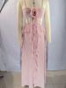 Popular European American Backless Chiffon Tulle Dress Sexy Strapless Ruffle Long Skirt Tie up Style in Stock_ecoleips.com
