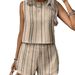Women's Clothing Knitted Printed Edge Loose Short Sleeved Shorts Suit Fashionable Outdoor Wear Home Clothes_ecoleips.com