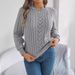 Autumn Winter Women's Casual Hollow Lantern Sleeve Pullover Sweater Solid Color_ecoleips.com