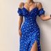 Colors 5 Sizes In Stock Foreign Trade Women's New Sexy Slim Mid-Length Floral French Strap Dress_ecoleips.com