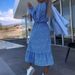 2024 Summer New Cross-Border European And American Print Lo Sleeve V-Neck Floral Patchwork Dress Women's_ecoleips.com