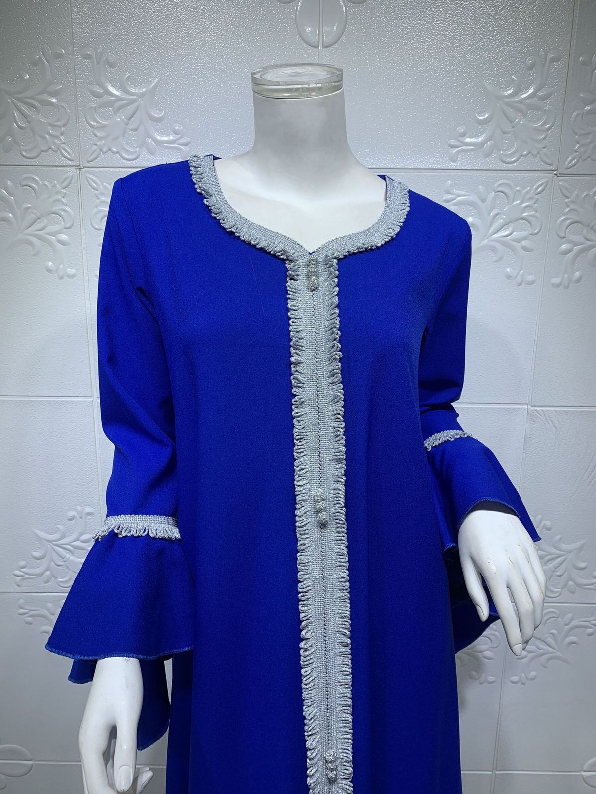 Women’s Clothing Malay lotus leaf sleeve embroidery gold lace dress jalabiya Muslim women_ecoleips.com