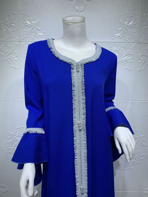 Women’s Clothing Malay lotus leaf sleeve embroidery gold lace dress jalabiya Muslim women_ecoleips.com