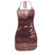 Women's Bodycon Dress Halter Neck Off-Shoulder Backless Ruffle Twist Front Cocktail Party Dress Fashion-Forward Neckline_ecoleips.com