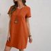 Women's Clothing New V Neck Cotton And Linen Short Sleeved Dress_ecoleips.com